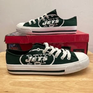 NEW YORK JETS Green/White FOCO NFL "Low Top Sneakers" Shoes (Men's Size 9) - Picture 1 of 9