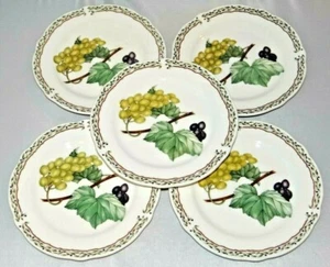 NORITAKE ROYAL ORCHARD SALAD BREAD PLATES SET OF 5 PRIMACHINA BLUE BACK - Picture 1 of 4