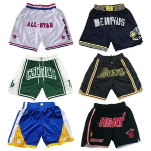 Neu Basketball Shorts Stitched Für Warriors/Bulls/Lakers/Grizzlies/ Heat/Celtics - Bild 1 von 38