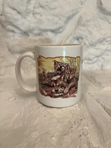 Vintage Leanin' Tree “Sometimes It's Just One Thing...” Mug Wolves Coyotes Pups. - Picture 1 of 3