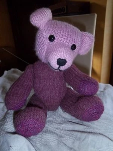 Teddybär echt Handarbeit, neu !, als Spielzeug ungeeignet, lila/rosa - Bild 1 von 2