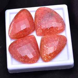 4 Pcs Natural Sunstone Pear Checker Cut 23mm-24mm Untreated Loose Gemstones Lot - Picture 1 of 4