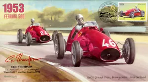 1953 Ascari ganador Bremgarten F1 cubierta firmada a mano por Eric Thompson Aston Martin - Imagen 1 de 1