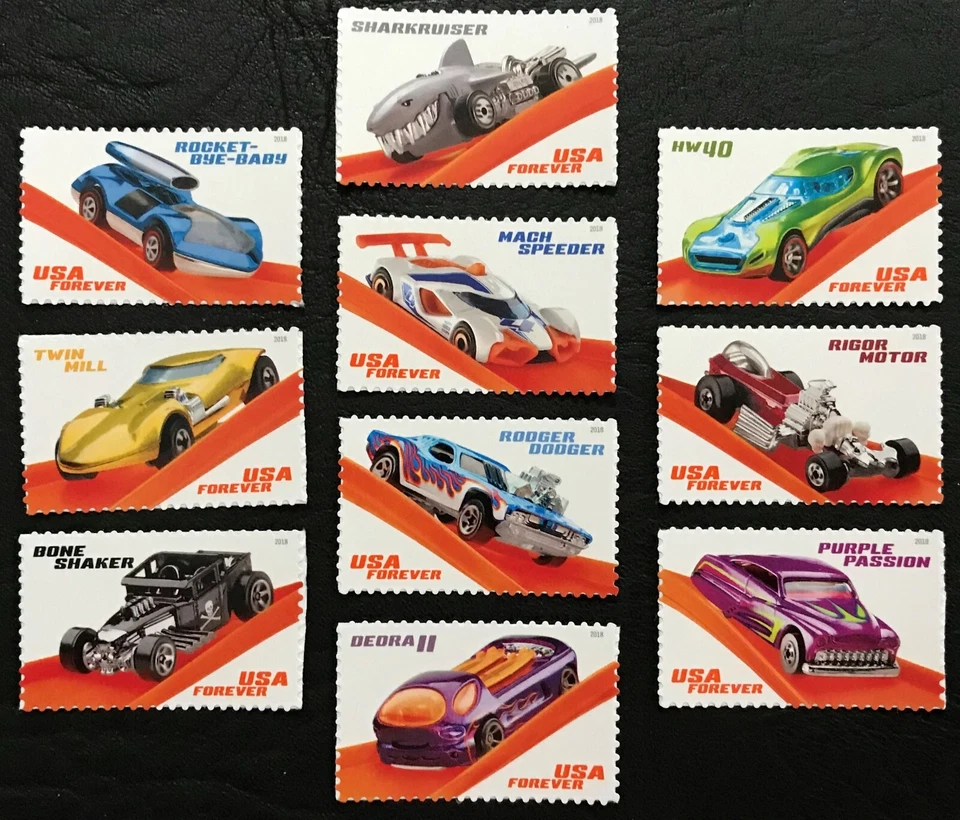 2018 Scott #5321-30 - Forever - HOT WHEELS - Set of 10 Singles - Mint NH - Image 1 of 1