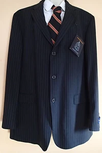 TOMMY HILFIGER SZ 46 L SUIT JACKET BLAZER,wool,STRIPES BLACK gu - Picture 1 of 12