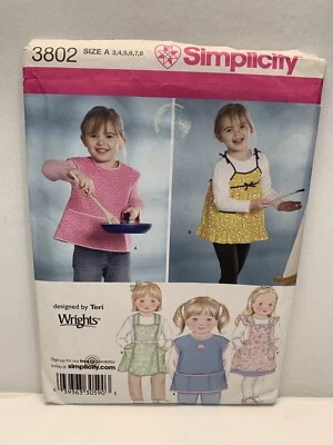 Simplicity 3802 Girl Childs Art Apron Smock Pattern 3-8 Uncut - Image 1 of 3