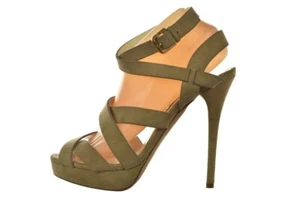 Ralph Lauren Collection Womens Shoes Size 9.5 Beige Ankle Strap Heels Suede - Picture 1 of 6