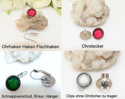 Ohrclips Ohrschmuck Ohrring Cabochon Auswahl Farbe Verschluss  Edelstahl c01. - Bild 1 von 4