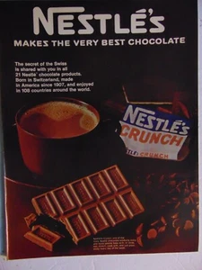 1967 Nestle's Best Chocolate & Chrunch Bar Vintage Print Ad - Bild 1 von 1