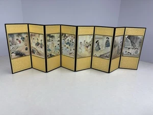Vintage Japanese Miniature Furniture Folding Screen Hikone Byobu Gold - Picture 1 of 5