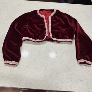 Vtg Velvet Sequin Bolero Blazer Jacket Ruffle Glam Crop Top Costume Vampire Xs - Picture 1 of 8