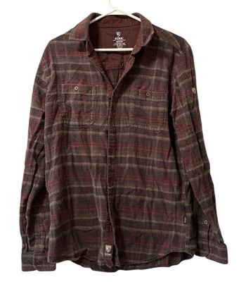 Camisa de franela fugitiva Kuhl para hombre ropa de trabajo senderismo informal a cuadros talla mediana preppy Foto 1 de 4
