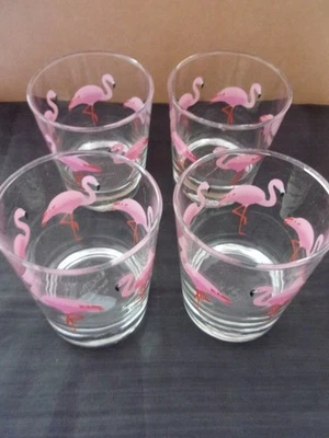 IKEA Flamingo Sommarfint Glass x 4. Lowball Tumbler. - Image 1 of 4