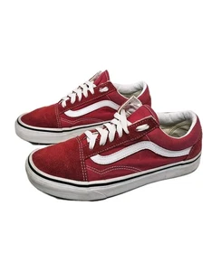  Vans Women Shoes Sneakers Old Skool 7.5 Skateboard Red Canvas Low Top - Picture 1 of 7