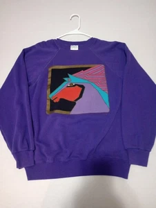 Laurel Burch Crewneck Sweater Neon Purple Horse Vintage 90's Hanes Large  - Picture 1 of 10