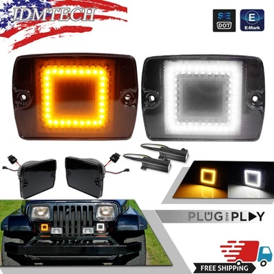 Luces de señal de giro LED DRL con interruptor de lente ahumada para Jeep Wrangler YJ 1987-1995 Foto 1 de 4