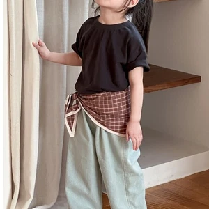Striped Children's Scarf Plaid Waist Scarf Drool Saliva Towels - Picture 1 of 21