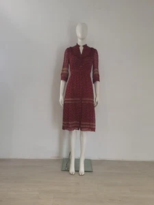 BA&SH (1) 'Barie' Red Midi Dress UK 8 EU 36 Printed Georgette Ruffle Trim Boho - Picture 1 of 17