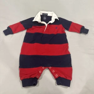 Ralph Lauren Kids Striped One Piece - Navy and Red size Small 3-6 Mos - Picture 1 of 9