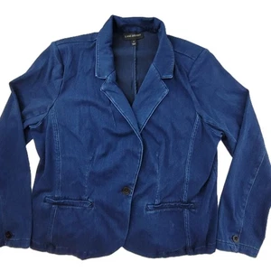 Lane Bryant Blazer blau Größe 18 Einknopf Baumwollmischung Chambray Jacke - Bild 1 von 17