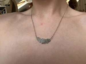 Stirling Silver and Aquamarine Necklace with Aquamarine Pendant with Chain 16” - Picture 1 of 7