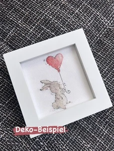 Fertiges Stickbild Be My Valentine Kreuzstich Ostern Hase Handmade Herz Neu - Bild 1 von 5