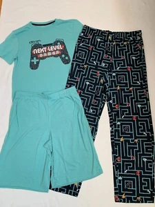 NUEVO CON ETIQUETAS Sonoma Niños Next Level Gamer Pantalones Cortos Azul Aqua Conjunto Pijama XL 18 20 - Imagen 1 de 4