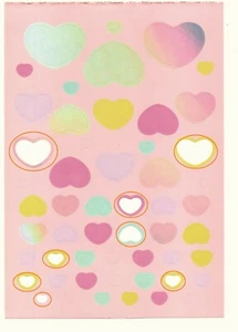 Various Heart Shape Stickers Pink, Green, Purple, Yellow, Blue on a Sheet - Picture 1 of 1