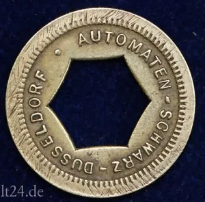 old German Token Schwarz Düsseldorf alte Automatenmünze Spielautomatenmünze - Bild 1 von 2