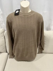Mens Cigar Heather Brown Cable Knit Sweater Large Wool/Acrylic Brand New - Picture 1 of 6