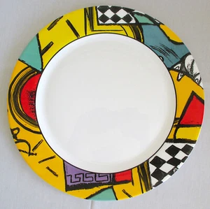 Arcopal France Glass Charger Plate Patchwork Modern 12.5 Inch Diameter - Picture 1 of 6