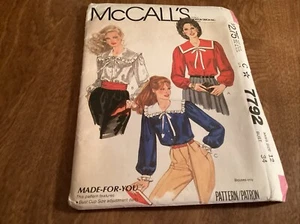 McCalls 7792 Made-For-You Vintage 1981 Misses Blouse Pattern Size 12 Uncut - Picture 1 of 3