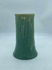 Vintage Tall Australian Melrose Green Glaze Vase w Gum Leaf Pattern