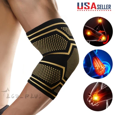 Copper Elbow Brace Compression Support Sleeve Arthritis Tendonitis Joint Pain US - Image 1 of 4