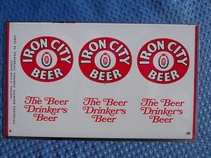 Vintage Iron City Beer "THE BEER DRINKERS BEER" Flat Unrolled Steel Beer Can  - Picture 1 of 6