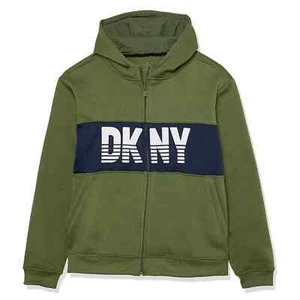 DKNY Girls Classic Comfy zip up Sweatshirt, Olive Sz S 8 - Picture 1 of 3