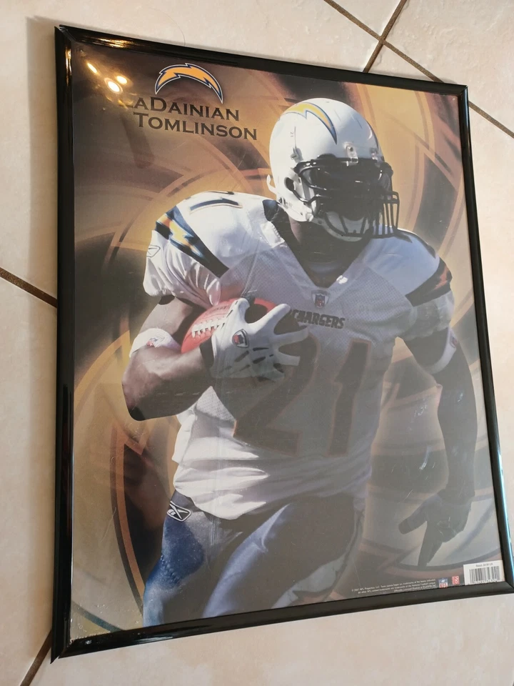 拉代尼安·汤姆林森官方 NFL 2007 圣地亚哥充电器海报 全新 带框架  — 第 1/3 张图片