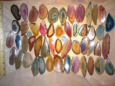 Agate Geode Slab Lot of 50 Quartz Polished Both Sides Agate Geode Slice Lot #4 - Image 1 of 3