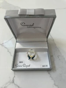 Sterling Silver/Fine Silver Plated Genuine Crystal Butterfly Ring - Size 9 - Picture 1 of 5