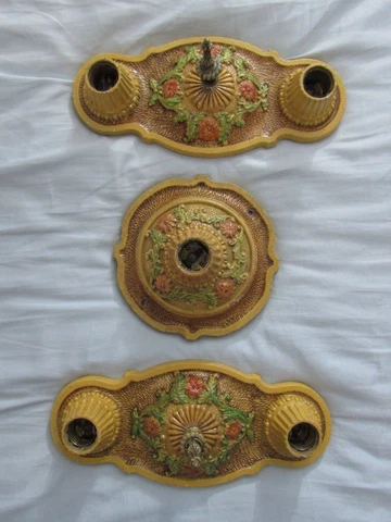 3 Lot 1927 PATENT MARKEL ELECTRIC CO CAST IRON ART NOUVEAU LIGHT CEILING FIXTURE Cover
