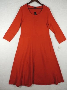 Talbots LARGE Rust Red Flare Knit Sweater Dress Scoop Neck Career Excellent NWT - Picture 1 of 7