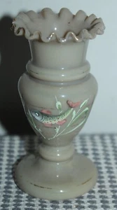 ANTIQUE BRISTOL GLASS Cabinet Vase FISH Hand Painted - Picture 1 of 6