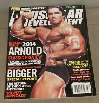 ARNOLD Schwarzenegger W/ Poster - Muscular Development Magazine - March 2014 - Image 1 of 3