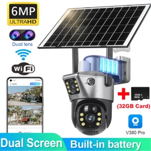 Solar Battery Powered Wireless WiFi Outdoor Pan/Tilt Home Security Camera System - Picture 1 of 33