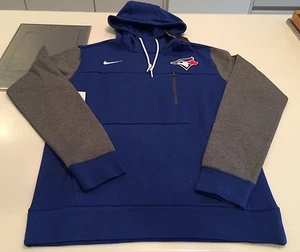 Toronto Blue Jays 2 Tone Grey Hooded Sweatshirt Pullover Media Pocket MLB Large - Picture 1 of 3
