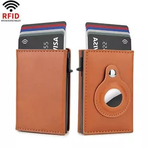 RFID Leather Slim Men Wallets Bank Card Airtag Holder Case Thin Smart Minimalist - Picture 1 of 9