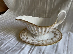SPODE - Gold Fleur de Lys - Gravy Jug/Boat & Stand - STUNNING - Picture 1 of 7