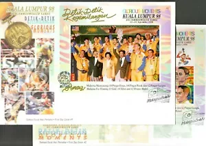 Malaysia 1998 sheets commonwealth games (Michel Block 22/23) on FDC - Picture 1 of 5