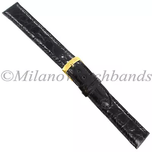 18mm Morellato Italy Black Genuine Crocodile Padded Stitched Mens Band XLONG 857 - Picture 1 of 3