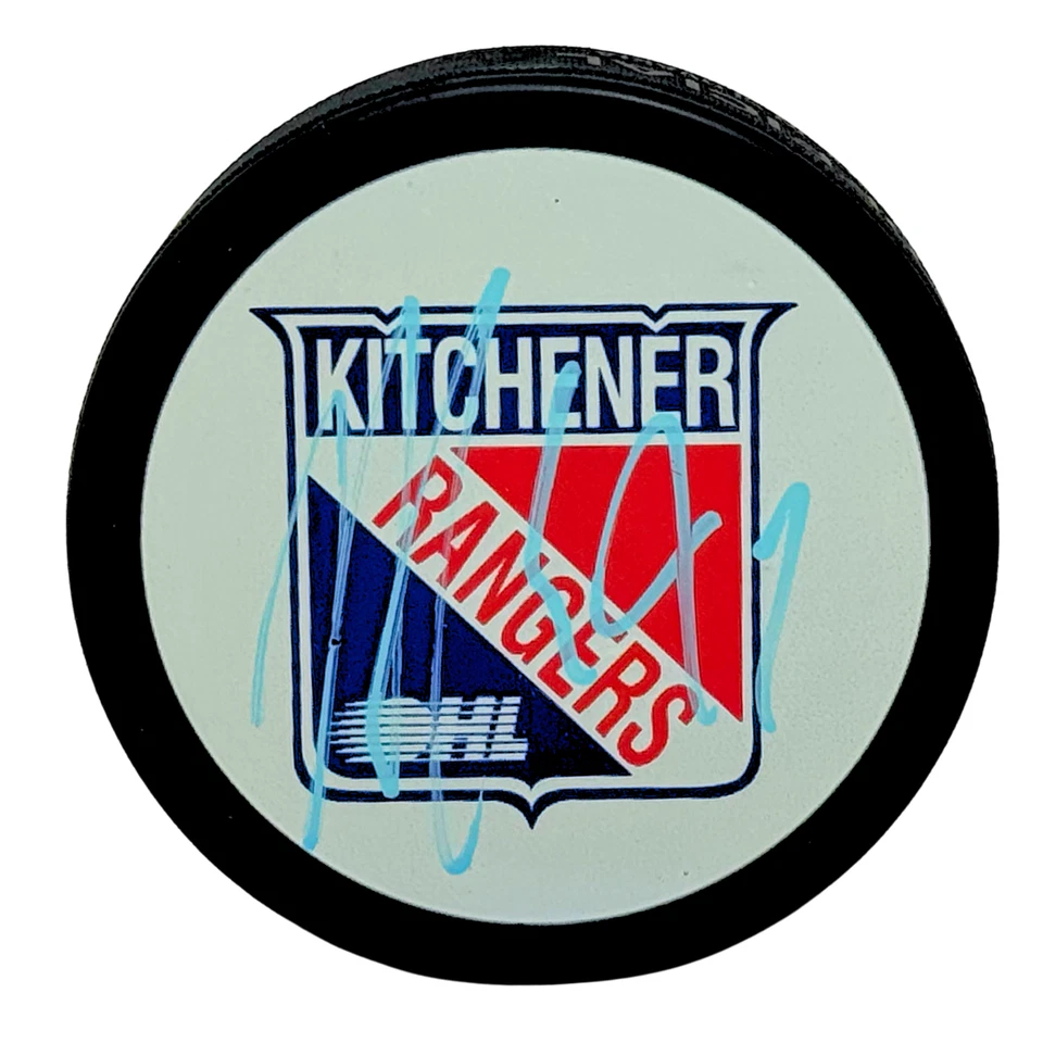 Nazem Kadri Kitchener Rangers Firmado NHL Autógrafo Puck Azul Auto Certificado de Autenticidad TNT Foto 1 de 4